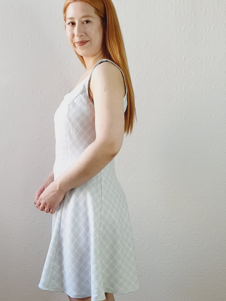 Vintage A-line Gingham Dress • S-M