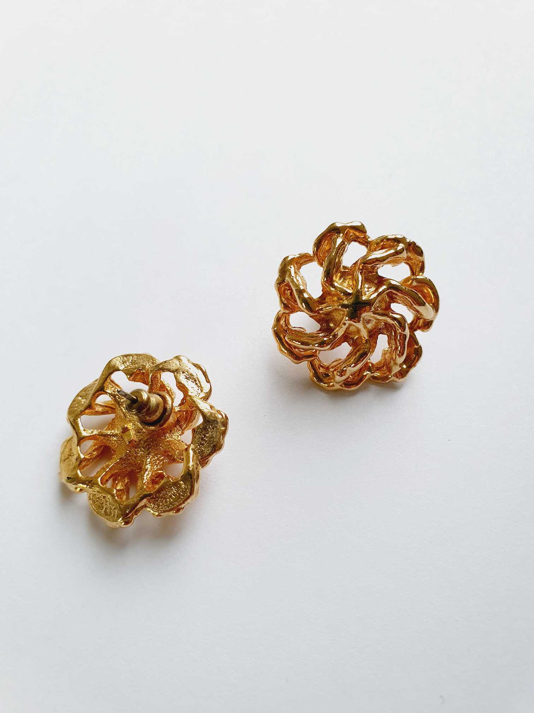 Vintage Gold Plated Statement Stud Earrings