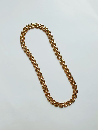 Vintage 80s Gold Plated Panther Chain Necklace