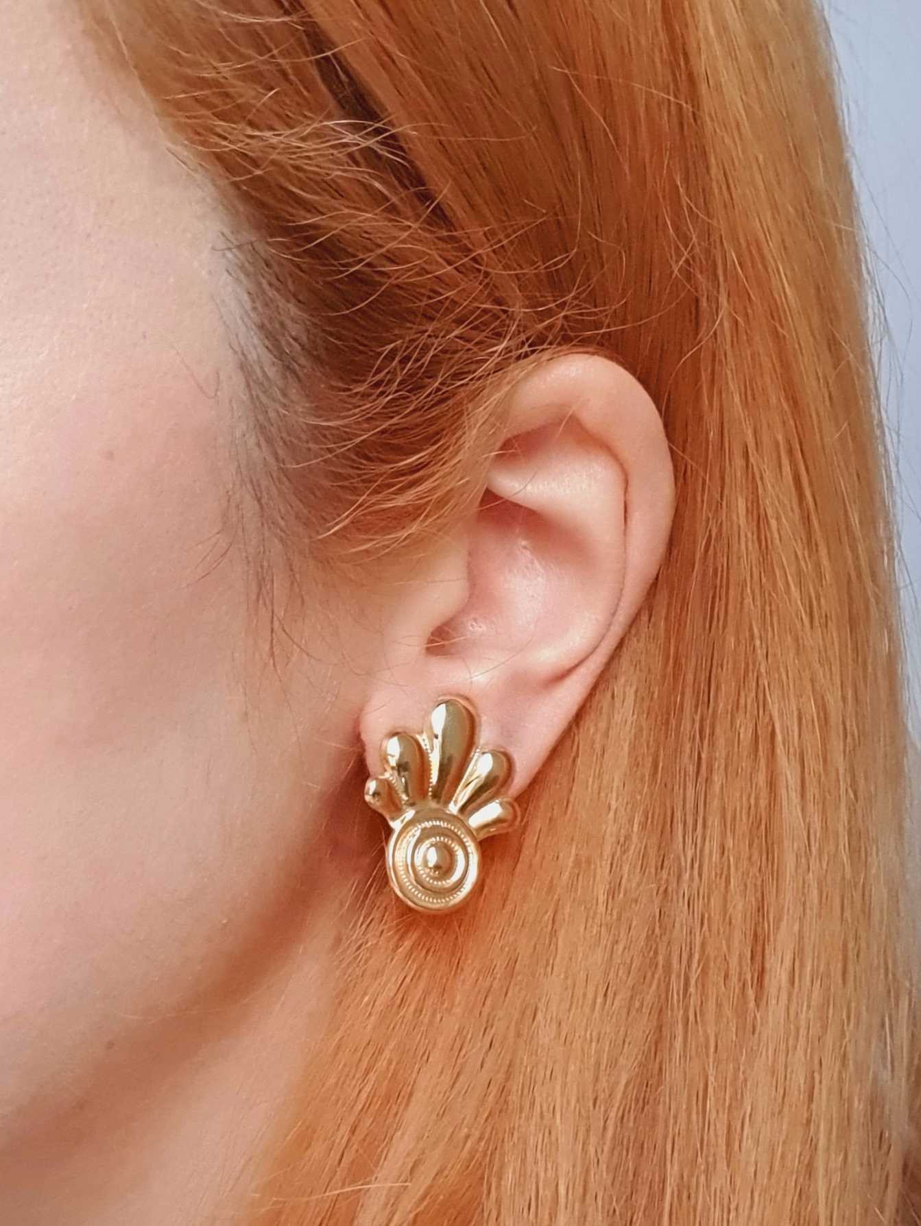 Vintage Gold Plated Clip On Statement Earrings