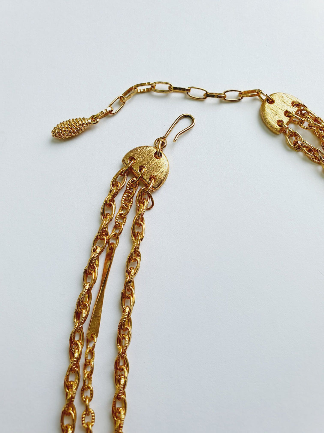 Vintage Gold Plated Triple Chain Necklace