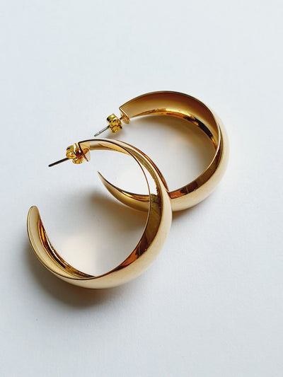 Vintage Gold Plated Wide Hoops