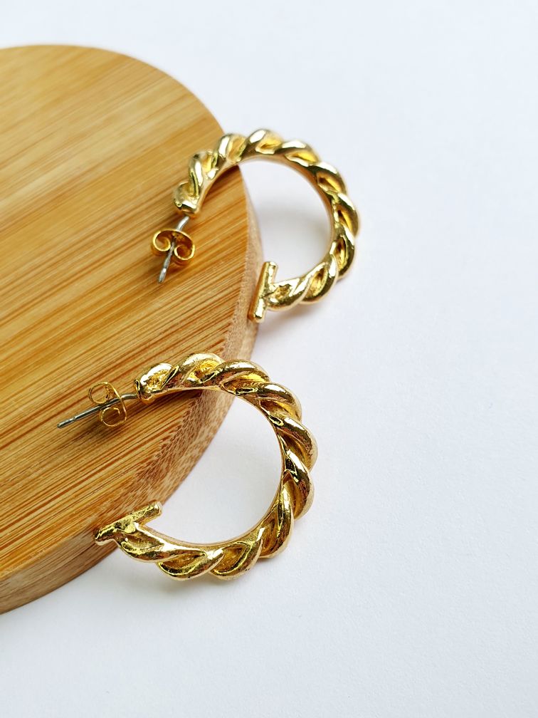 Vintage Gold Plated Twist Hoops