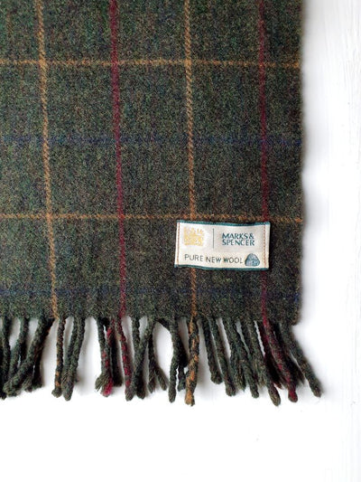 Vintage Tweed Look Wool Scarf