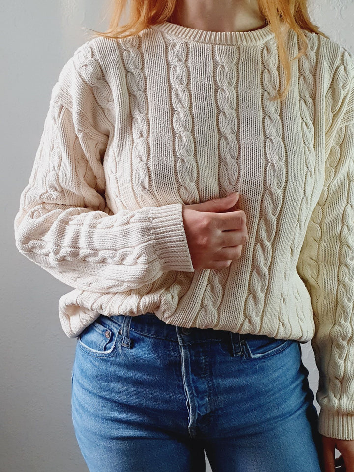 Cable Knit Cotton Jumper - M/L