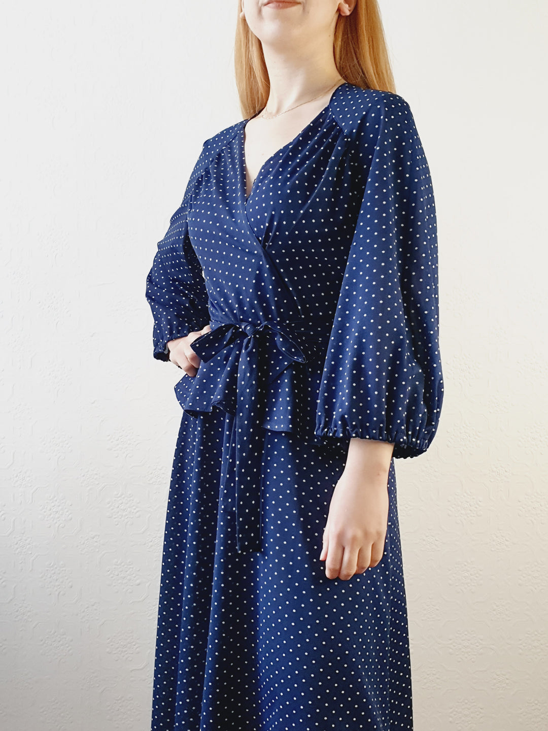 Vintage 1980s Polka Dot Dress - M