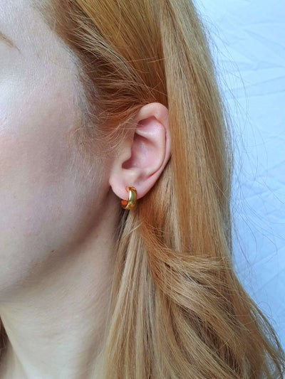 Vintage Gold Plated Chunky Micro Hoop Earrings
