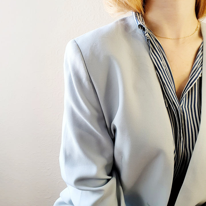 St Michael Baby Blue Wool Blazer - M/L