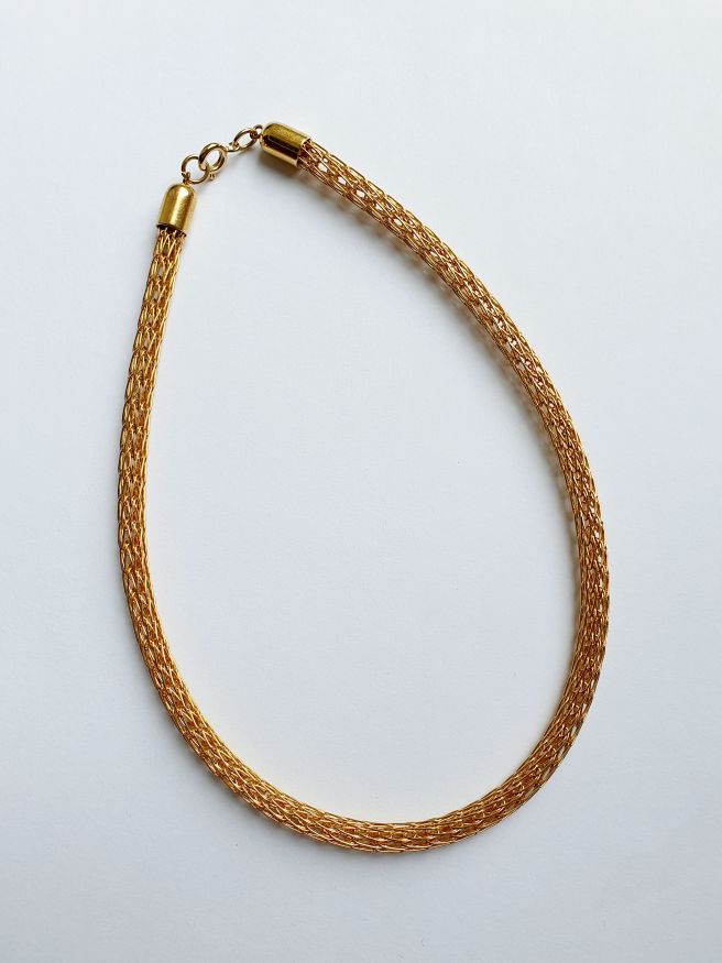 Gold Plated Round Mesh Chain Necklace