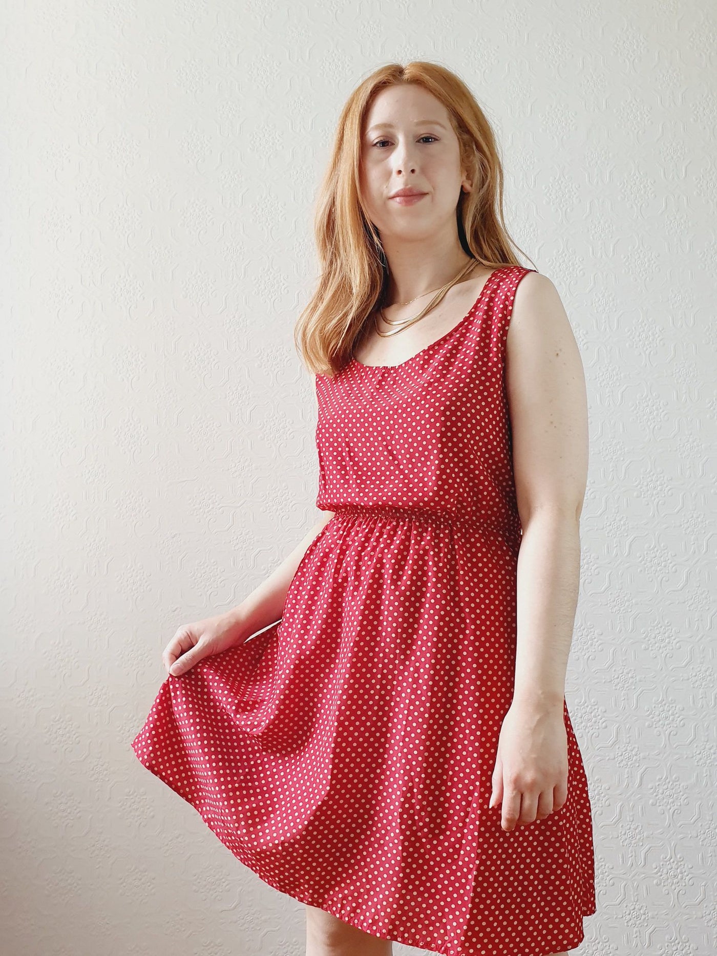 Vintage Red Polka Dot Dress - S