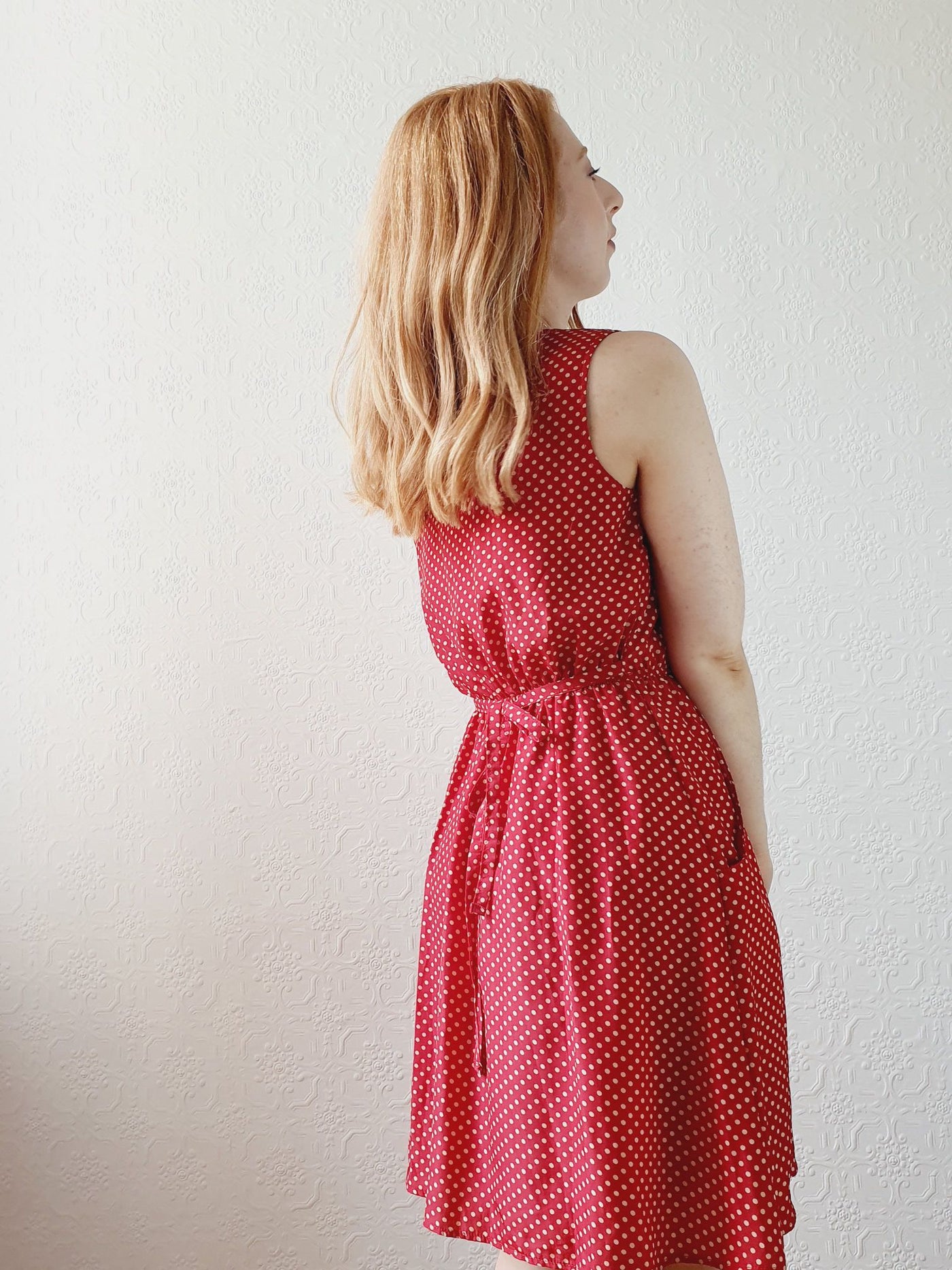 Vintage Red Polka Dot Dress - S