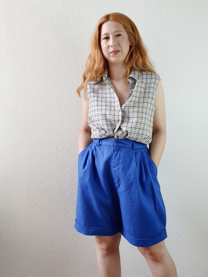 Vintage Blue Linen Shorts - M
